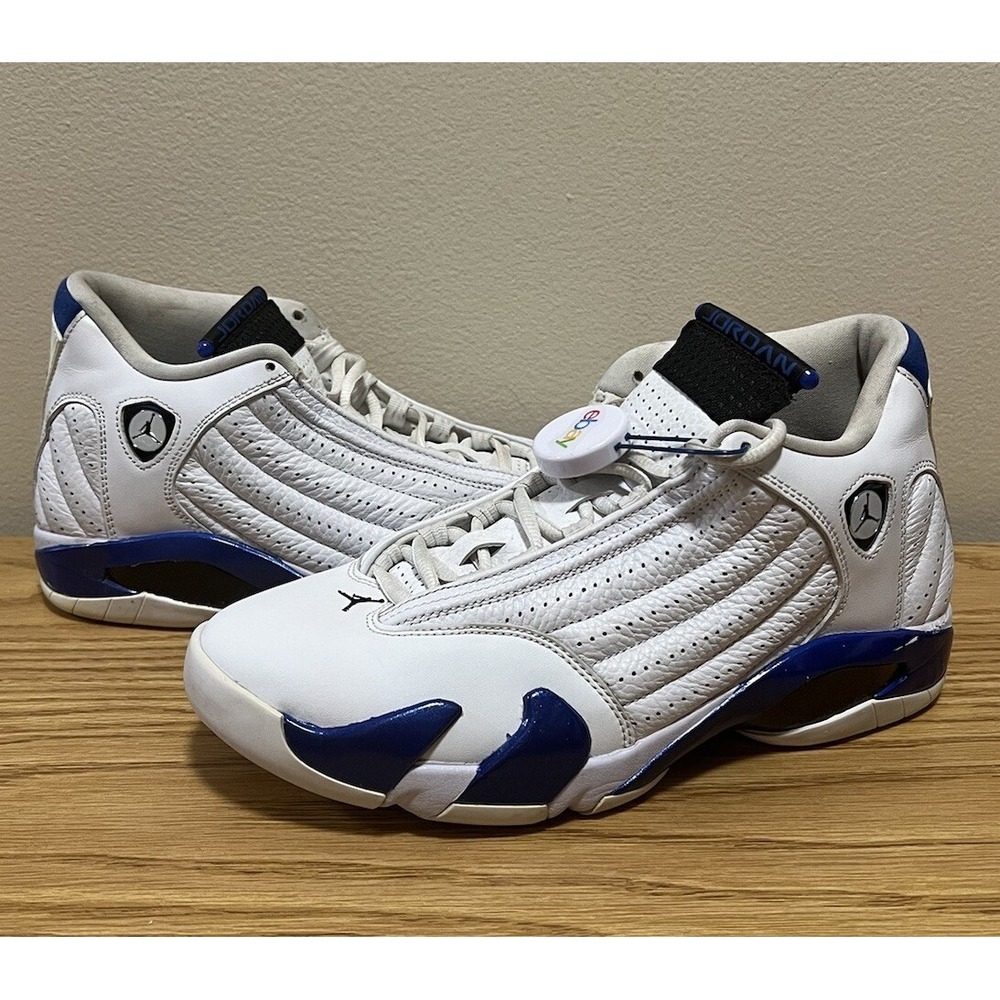 Nike Air Jordan 14 White Hyper Royal Blue size 9 487471-104 OG XIV Retro Shoes